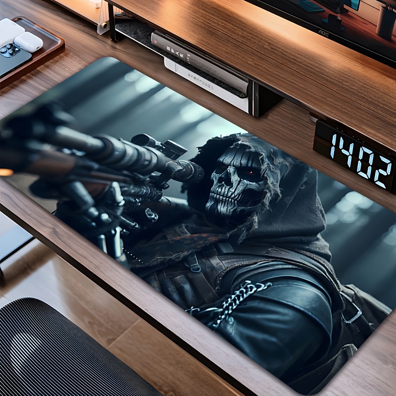 Esports Gaming Design - 大型死神ゲーミングマウスパッド フード付きスカルスナイパーステルスデザイン 滑り止めゴムベース デスクマット ホラーeスポーツオフィスPC用