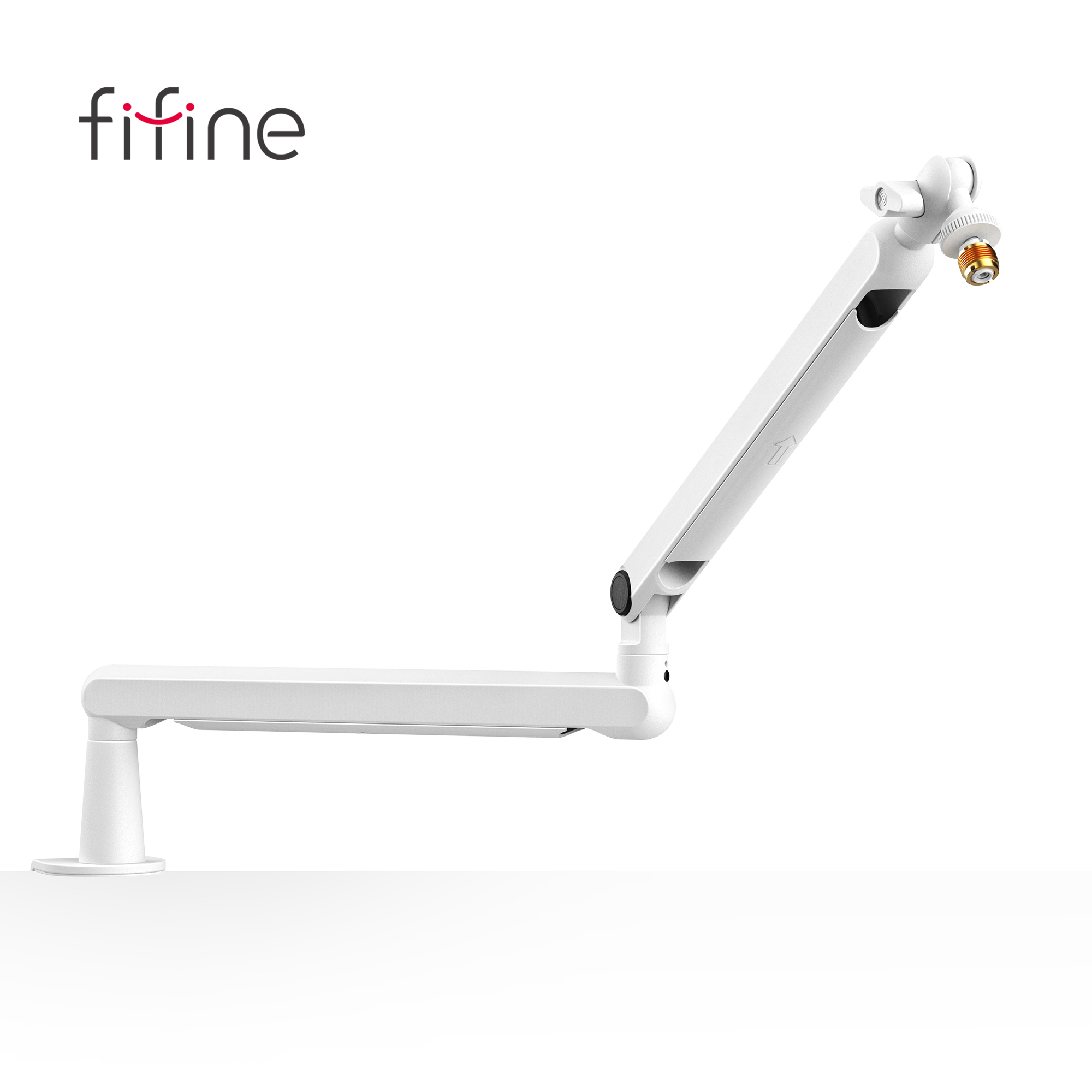 Microphone Arm Boom - FIFINE マイクブームアーム、デスクマウントクランプ付き調整可能なロープロファイルマイクアーム、ストリーミングゲーム用ケーブルストレージ-ホワイト BM88W