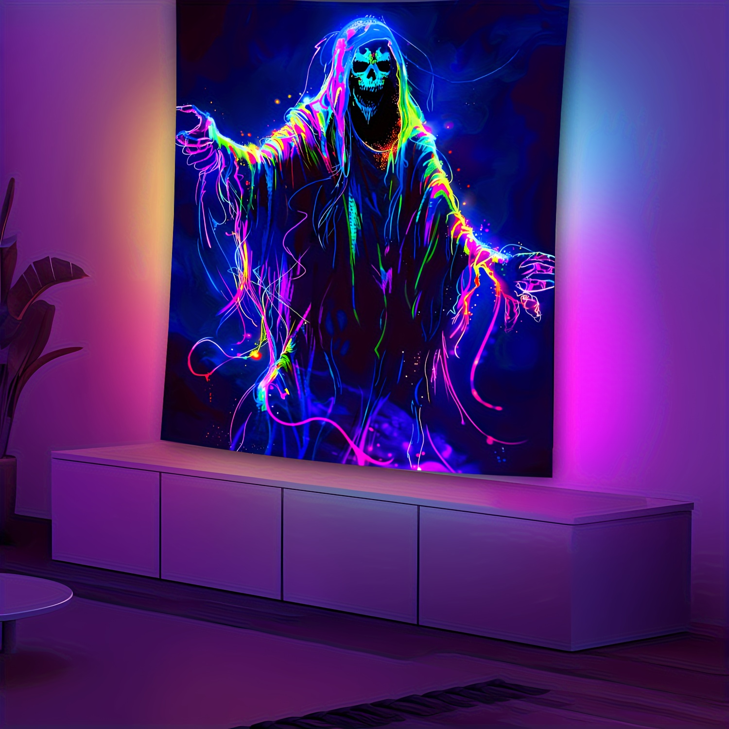 Esports Gaming Room - VIKAMA ハロウィン サイバーパンク ネオン スカル タペストリー