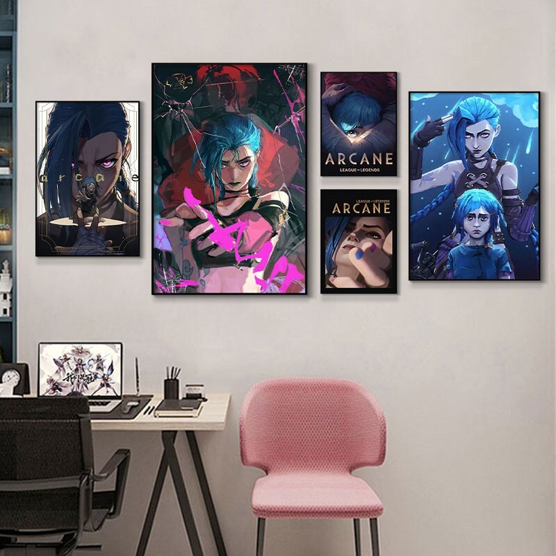 Esports Gaming Room - Arcane Jinx クローズアップポスター フレームなしキャンバス HD プリント、E