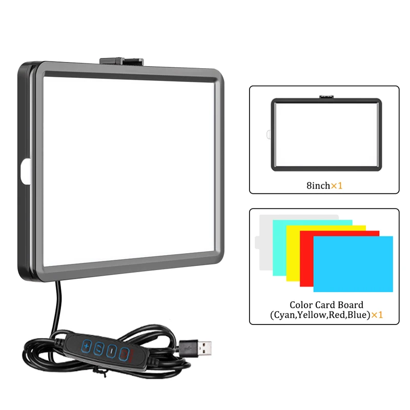 Led Light Panel Stream - LED ビデオライト調光可能な自撮りライト電話 8 インチフィルライトライトパネル写真撮影照明ライブストリーミング Youbube 用