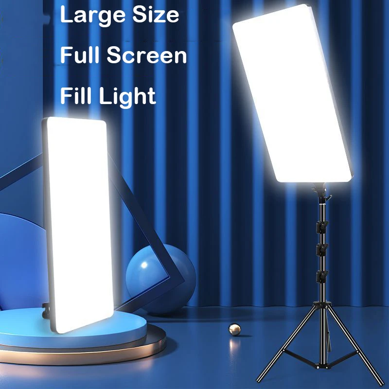 Led Light Panel Stream - 写真撮影用大型LEDビデオライト、自撮り調光パネル、写真スタジオ照明、ライブストリーム、フィルライト、三脚スタンド、24インチ