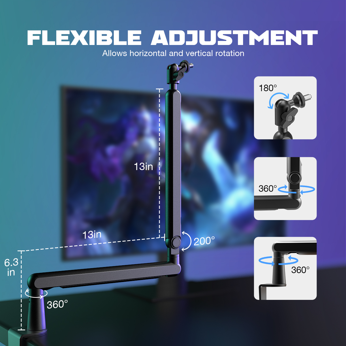 Fifine-アンプマイクブームアーム、調整可能、ロープロフ - Microphone Arm Boom のレビューと価格