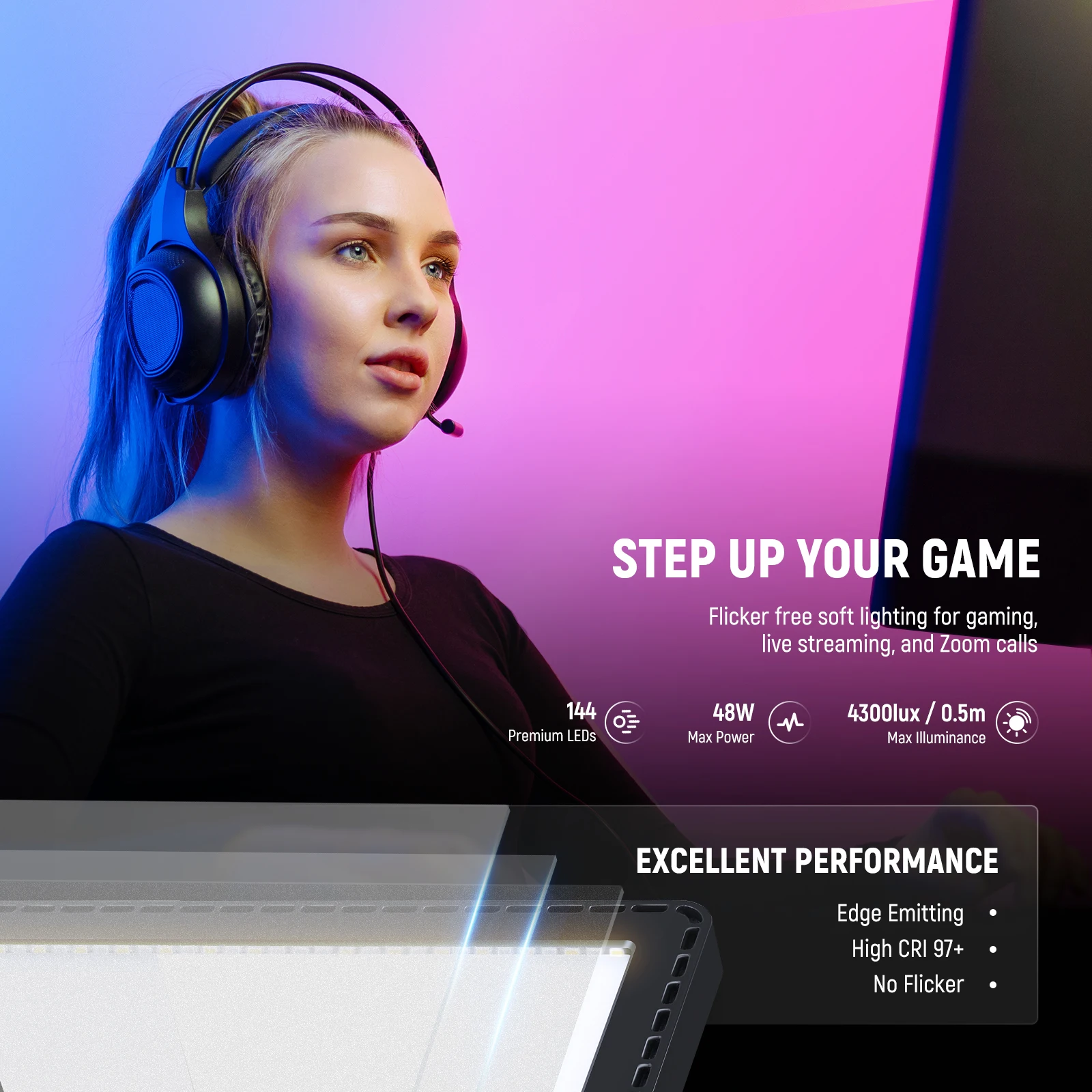 NEEWER GL1C RGB 15.5インチキーライト、4 - Led Light Panel Stream のレビューと価格