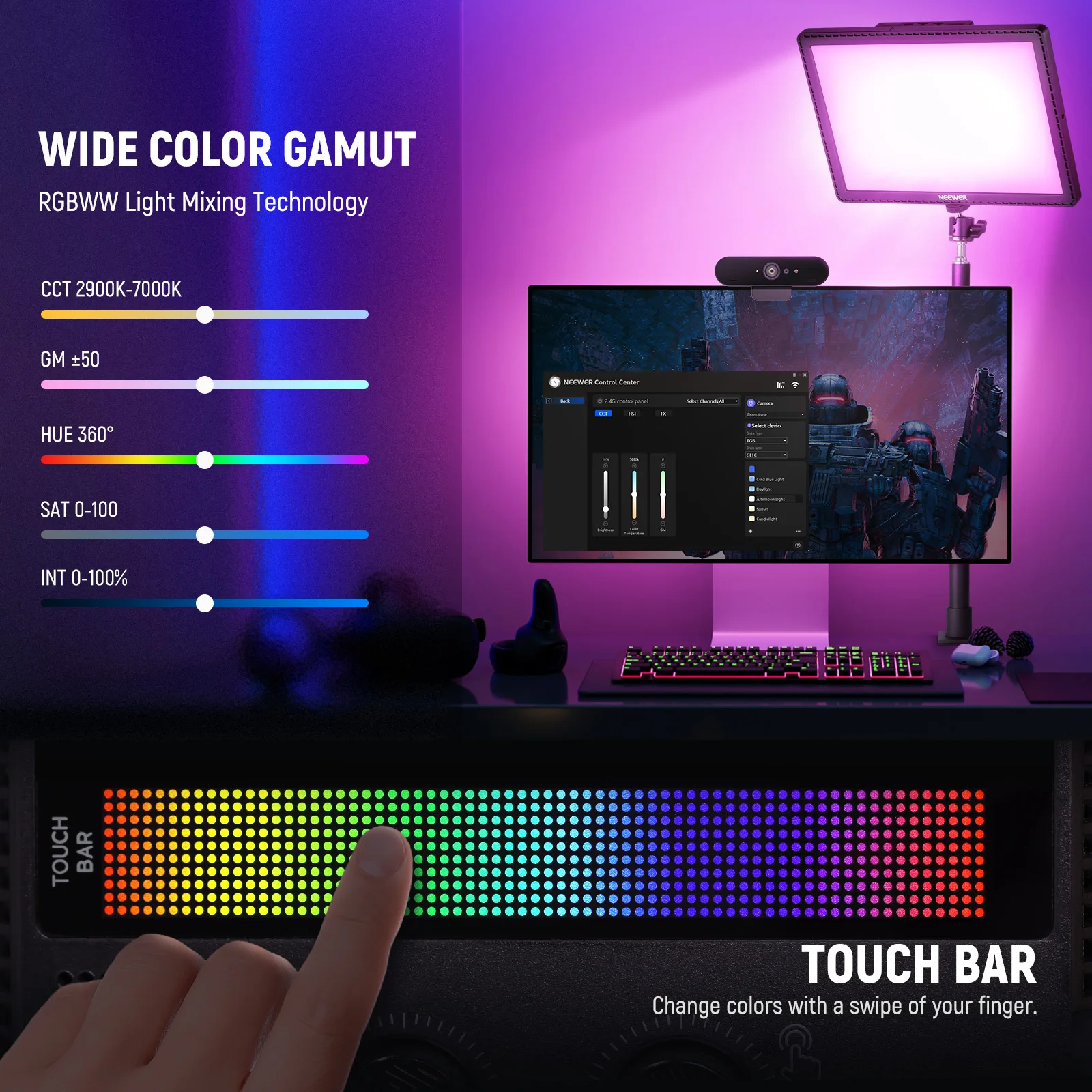 NEEWER GL1C RGB 15.5インチキーライト、4 - Led Light Panel Stream のレビューと価格