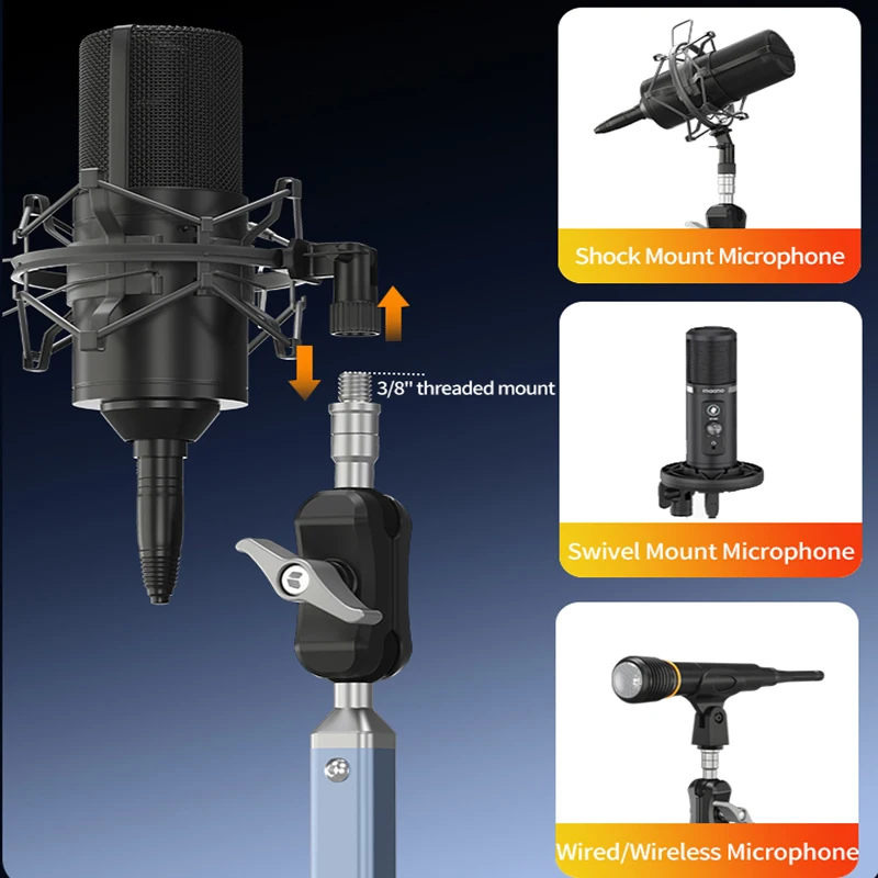 プロ仕様 デュアル吸盤マウント フレキシブルマイクハンガー  - Microphone Arm Boom のレビューと価格
