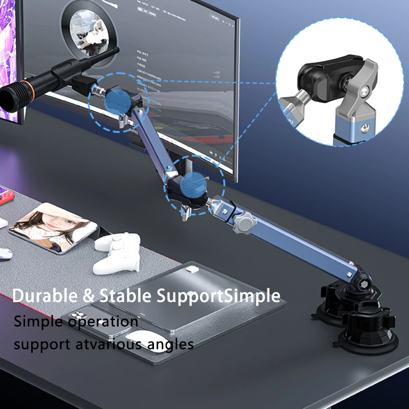 プロ仕様 デュアル吸盤マウント フレキシブルマイクハンガー  - Microphone Arm Boom のレビューと価格