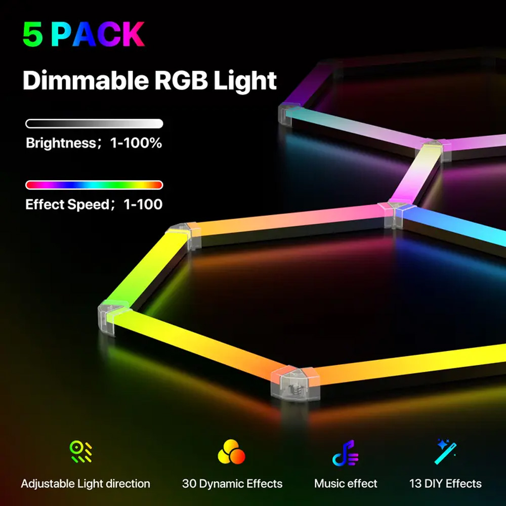 スマートハニカム六角形RGBライト 110V-240V マル - Esports Gaming Room のレビューと価格